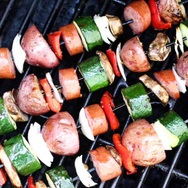 Grilled Kielbasa and Veggie Kabobs