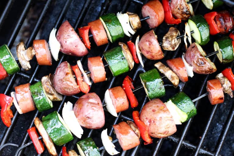 Grilled Kielbasa and Veggie Kabobs