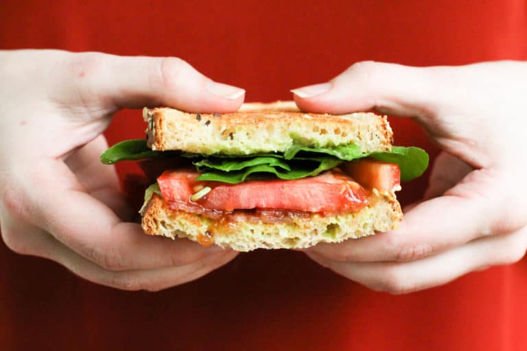 BLT with Cayenne Candied Bacon & Avocado Mayo