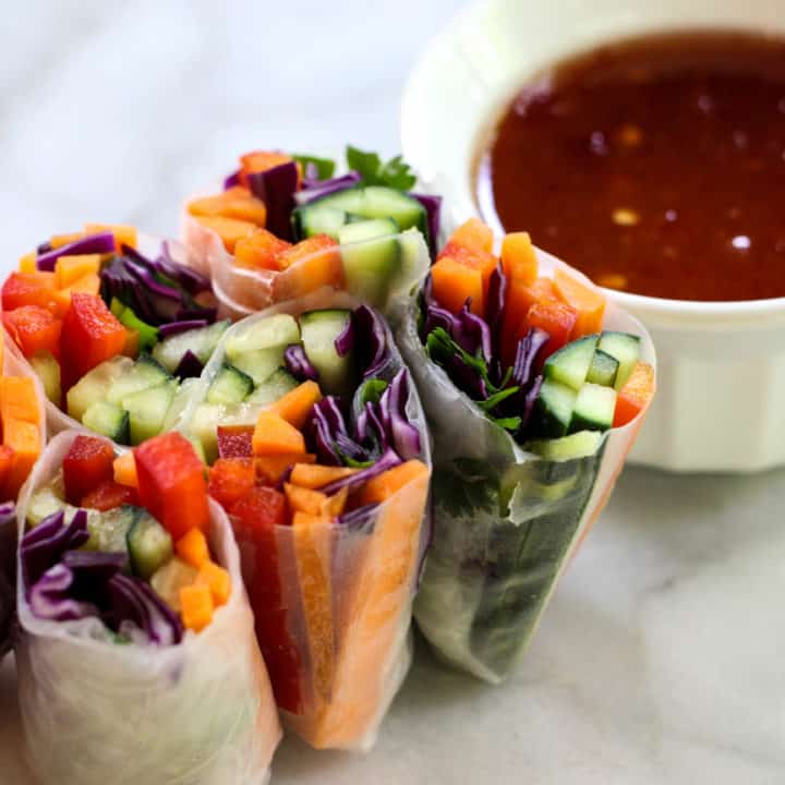 Veggie Spring Rolls with Sweet Chili Sauce