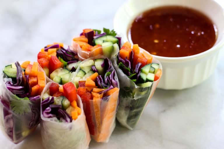 Veggie Spring Rolls with Sweet Chili Sauce