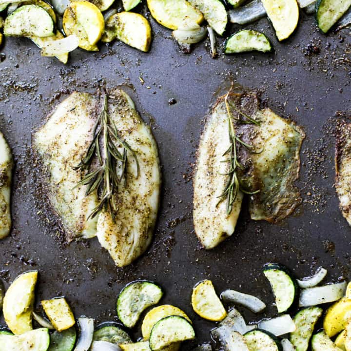 One Pan Herbed Tilapia and Squash