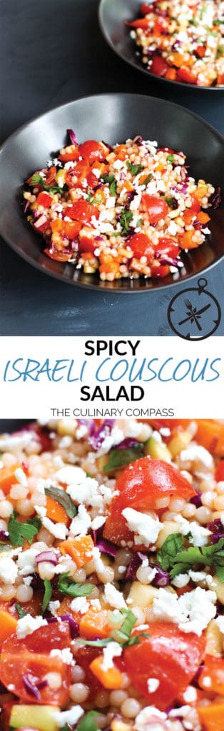 This Spicy Israeli Couscous Salad is easy to throw together and so vibrant in colors and flavors!