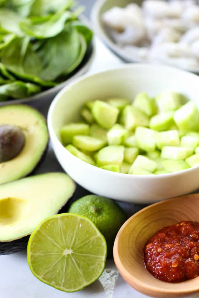  This Spicy Shrimp Salad with Lime Sesame Dressing is so refreshing and simple to throw together! 