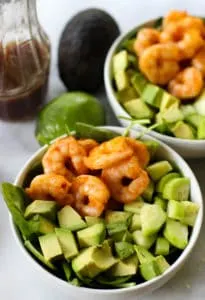 This Spicy Shrimp Salad with Lime Sesame Dressing is so refreshing and simple to throw together!