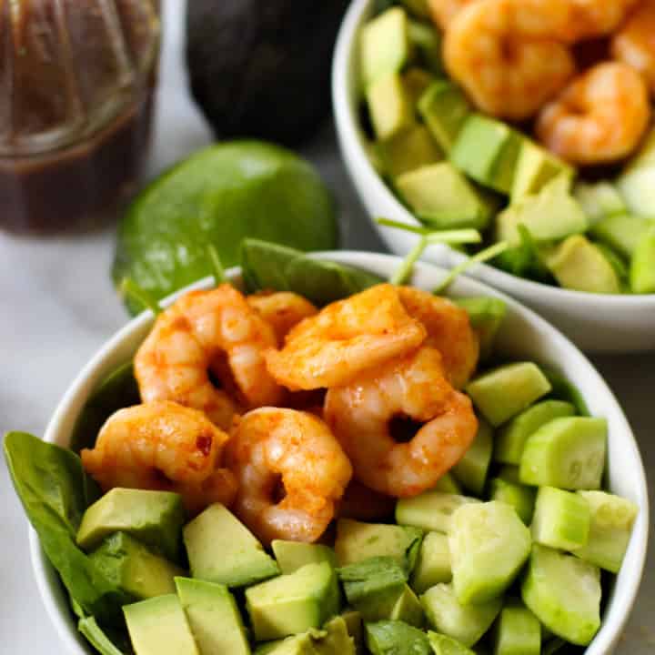 This Spicy Shrimp Salad with Lime Sesame Dressing is so refreshing and simple to throw together!