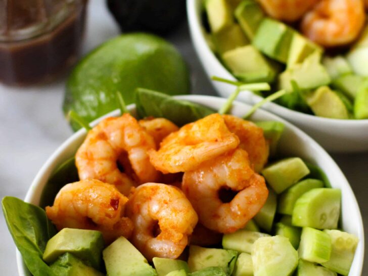 This Spicy Shrimp Salad with Lime Sesame Dressing is so refreshing and simple to throw together!