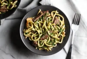 Try this Steak and Udon Noodle Salad with Chimichurri Sauce for a light and refreshing dish!