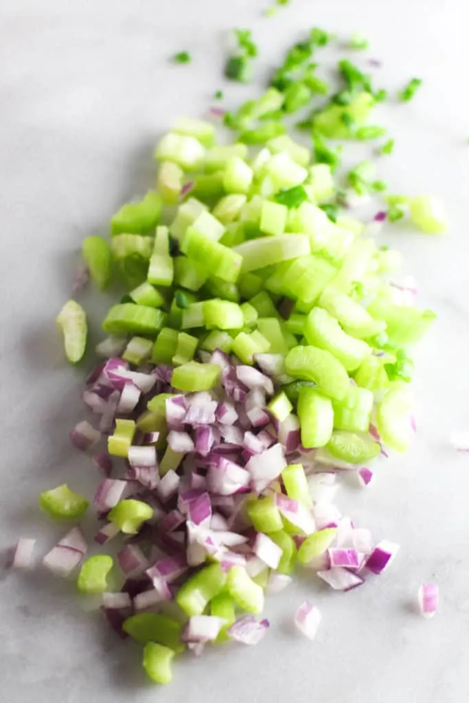 This Purple Potato Salad is an easy dish to throw together, bring to a tailgate, and show your team spirit!