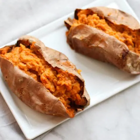 These Twice Baked Sweet Potatoes are easy to make and so delicious! It's basically eating dessert for dinner!