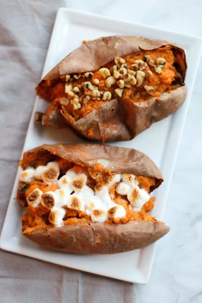 These Twice Baked Sweet Potatoes are easy to make and so delicious! It's basically eating dessert for dinner!