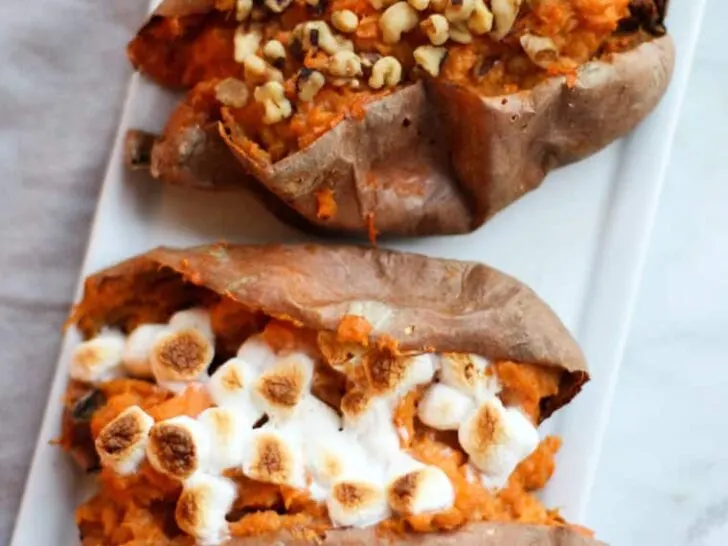 These Twice Baked Sweet Potatoes are easy to make and so delicious! It's basically eating dessert for dinner!