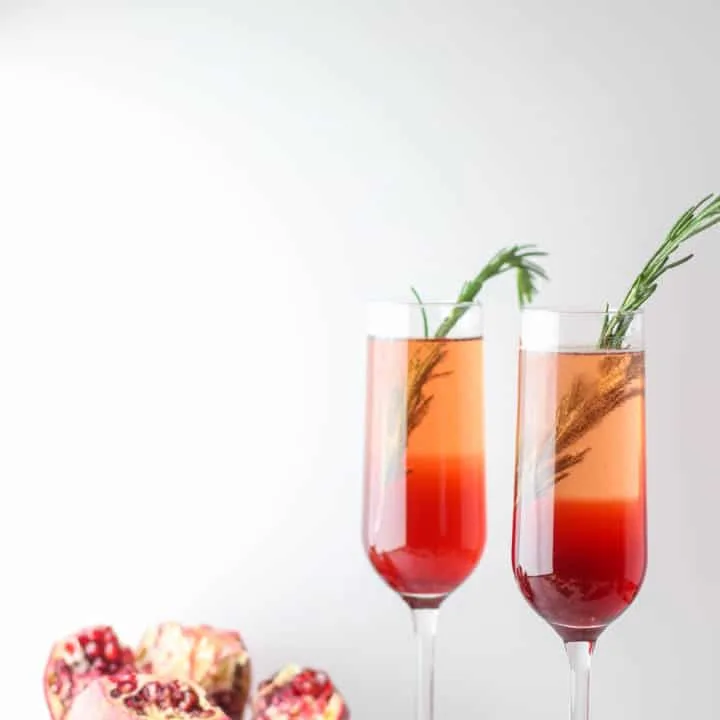 This Pomegranate Rosemary Spritzer is a fruity and earthy take on a typical toast!