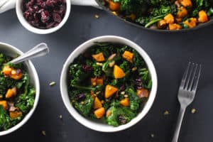 This Roasted Butternut Squash and Kale Salad is so easy to throw together and a perfect salad for cold winter nights!