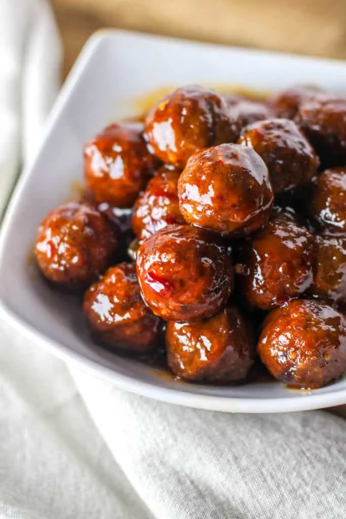 These Chipotle Peach Meatballs have the perfect kick for any occasion and are so easy to make!