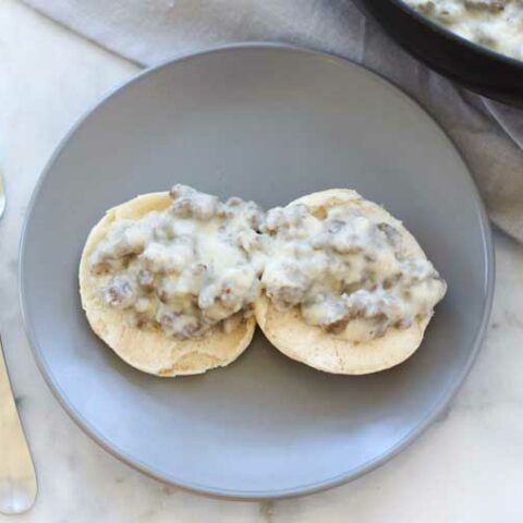 This Turkey Sausage Gravy is so easy to make and perfect for brunch!