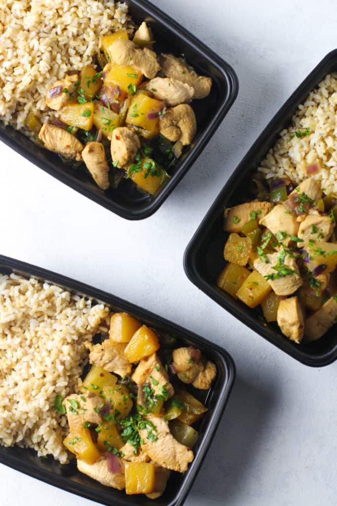 These Pineapple Chicken Meal Prep Bowls are flavorful and perfect to prep for the week!