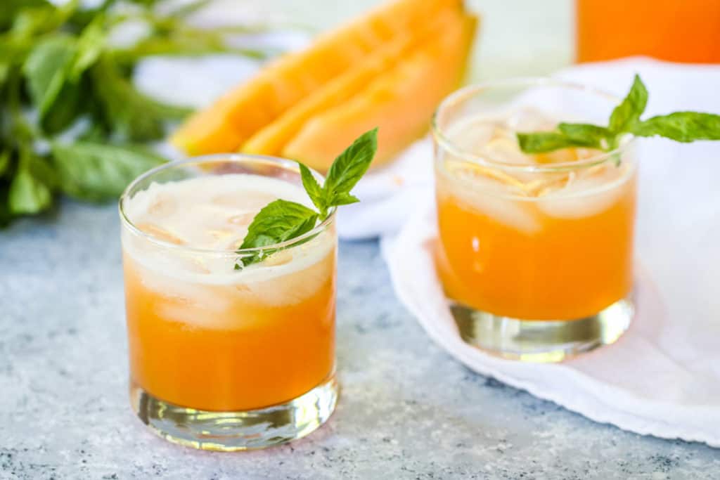 This Cantaloupe Basil Cooler is light, refreshing, and summer in a glass!