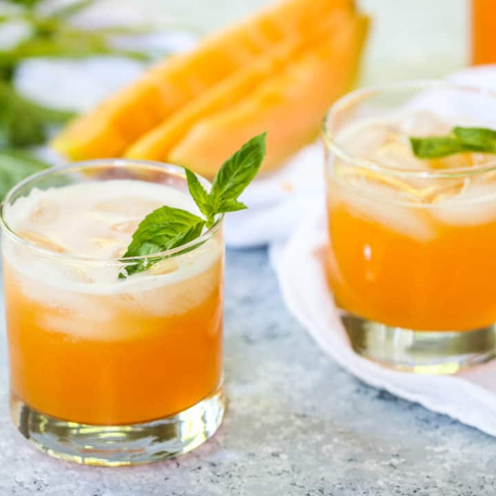 This Cantaloupe Basil Cooler is light, refreshing, and summer in a glass!