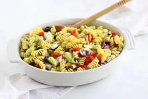 This Greek Pasta Salad is full of refreshing flavors and easy to throw together!