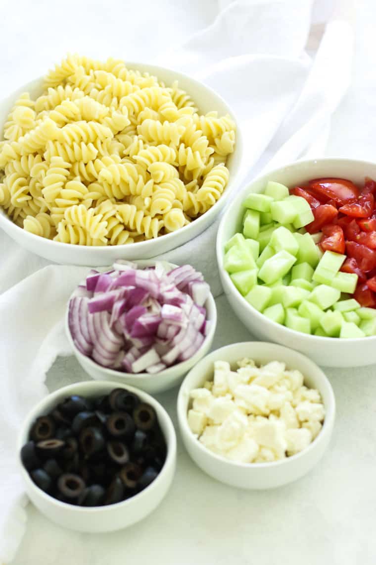 This Greek Pasta Salad is full of refreshing flavors and easy to throw together!