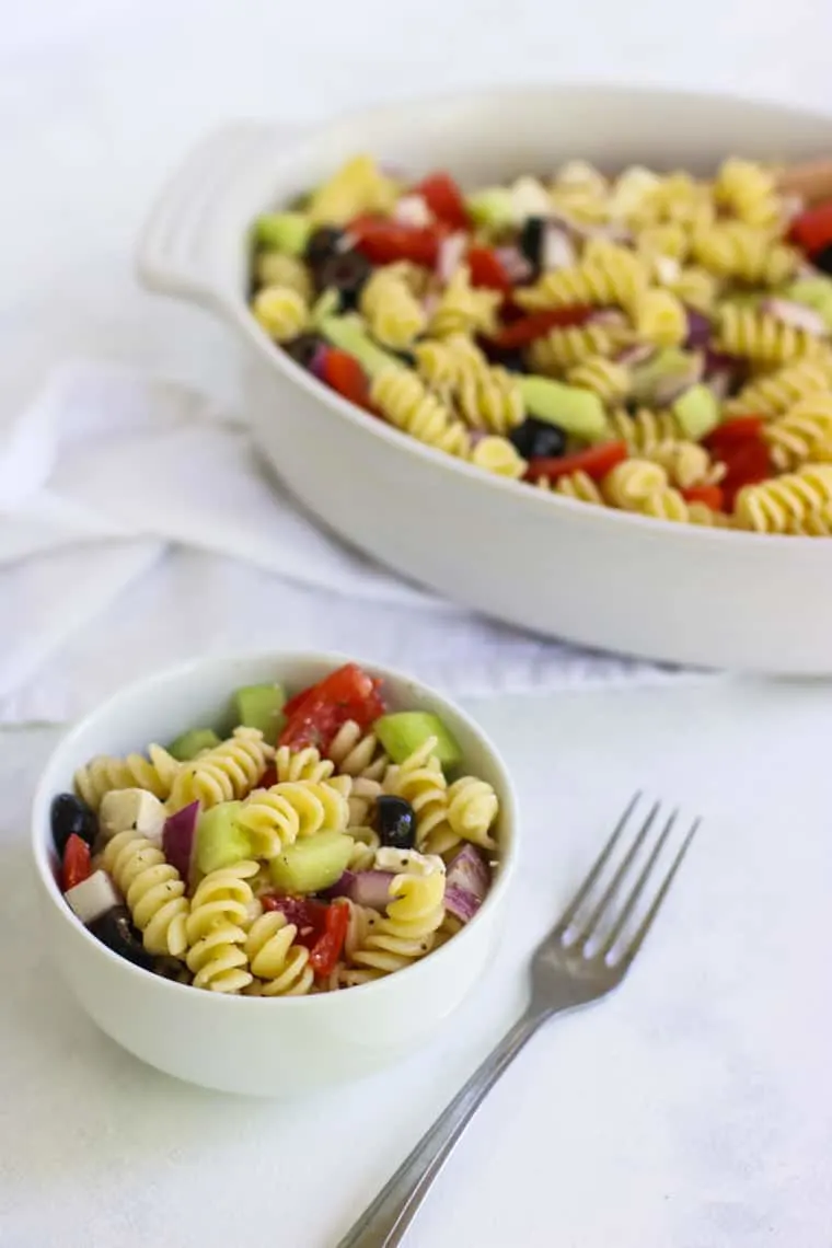 This Greek Pasta Salad is full of refreshing flavors and easy to throw together!