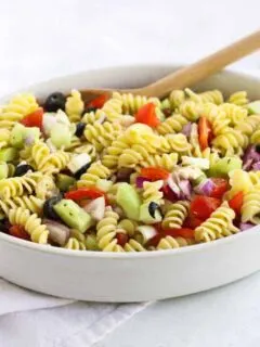 This Greek Pasta Salad is full of refreshing flavors and easy to throw together!