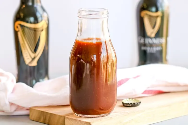 This Guinness BBQ Sauce is quick to make and has so many layers of flavors that pairs well with lots of dishes.