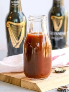 This Guinness BBQ Sauce is quick to make and has so many layers of flavors that pairs well with lots of dishes.