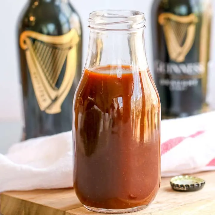 This Guinness BBQ Sauce is quick to make and has so many layers of flavors that pairs well with lots of dishes.