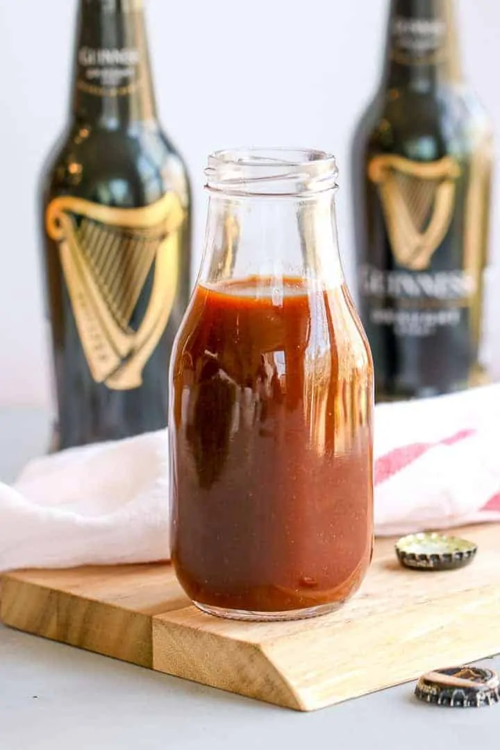 This Guinness BBQ Sauce is quick to make and has so many layers of flavors that pairs well with lots of dishes.