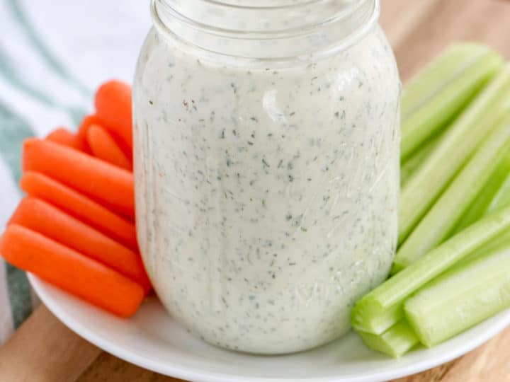 This Greek Yogurt Ranch Dip recipe is a quick and easy way to make a low calorie version of your favorite dip!