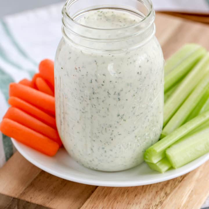 This Greek Yogurt Ranch Dip recipe is a quick and easy way to make a low calorie version of your favorite dip!