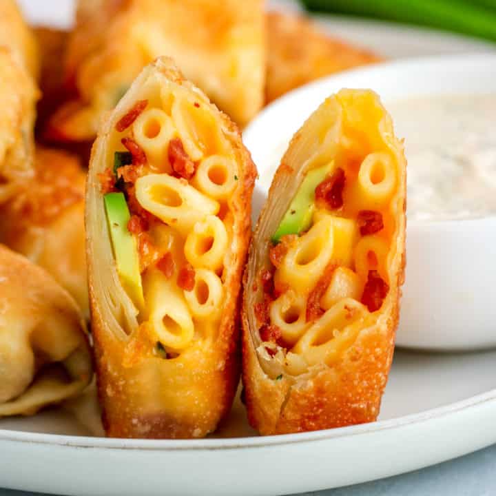 Avocado, Bacon, Mac and Cheese Egg Rolls - The Culinary Compass