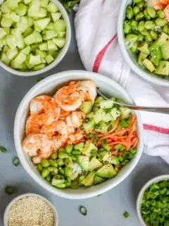 This Sesame Shrimp Sushi Bowl is so light and flavorful which is perfect for hot weather.