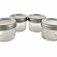 Mason Ball Jelly Jars-4 oz. each - Quilted Crystal Style-Set of 4