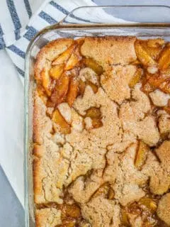 If you’re looking for a recipe for an easy peach cobbler with fresh peaches, look no further! This easy peach cobbler recipe is one that my family has been making forever.