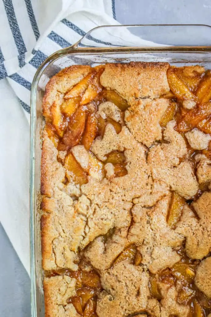 If you’re looking for a recipe for an easy peach cobbler with fresh peaches, look no further! This easy peach cobbler recipe is one that my family has been making forever.