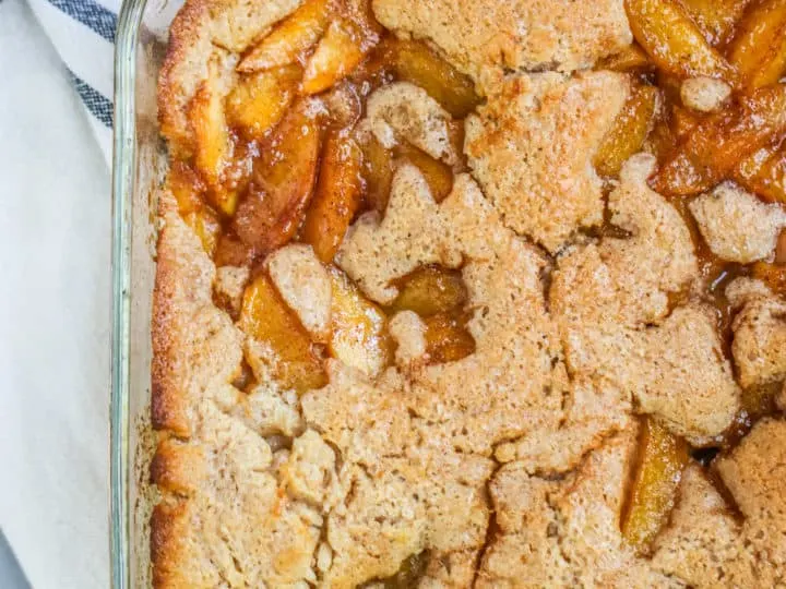 If you’re looking for a recipe for an easy peach cobbler with fresh peaches, look no further! This easy peach cobbler recipe is one that my family has been making forever.