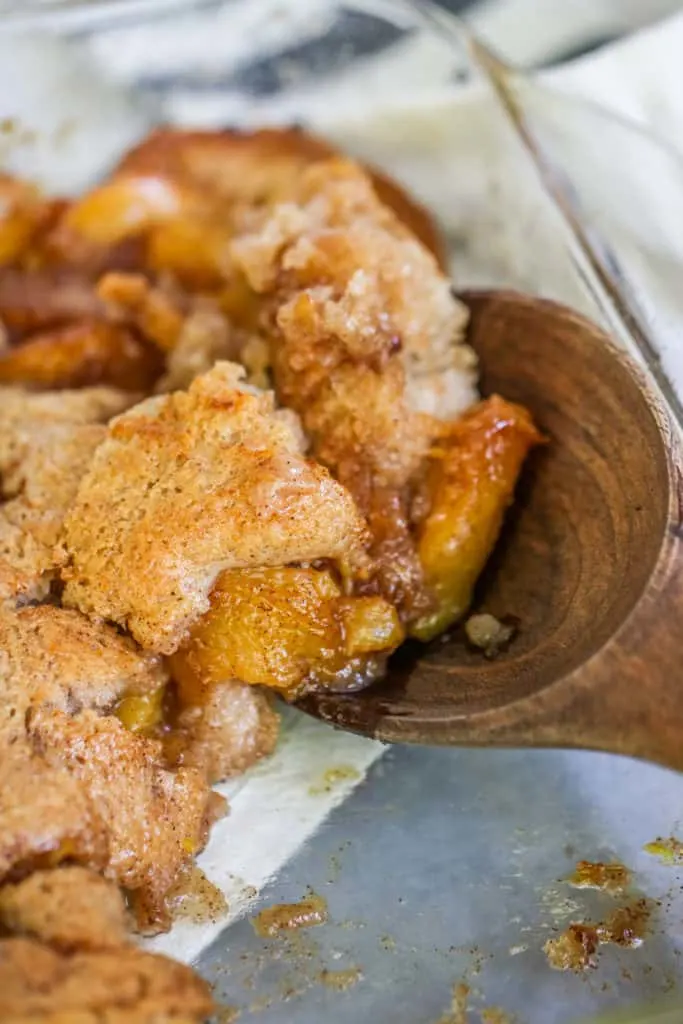 If you’re looking for a recipe for an easy peach cobbler with fresh peaches, look no further! This easy peach cobbler recipe is one that my family has been making forever.