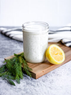 a jar of greek yogurt tzatziki