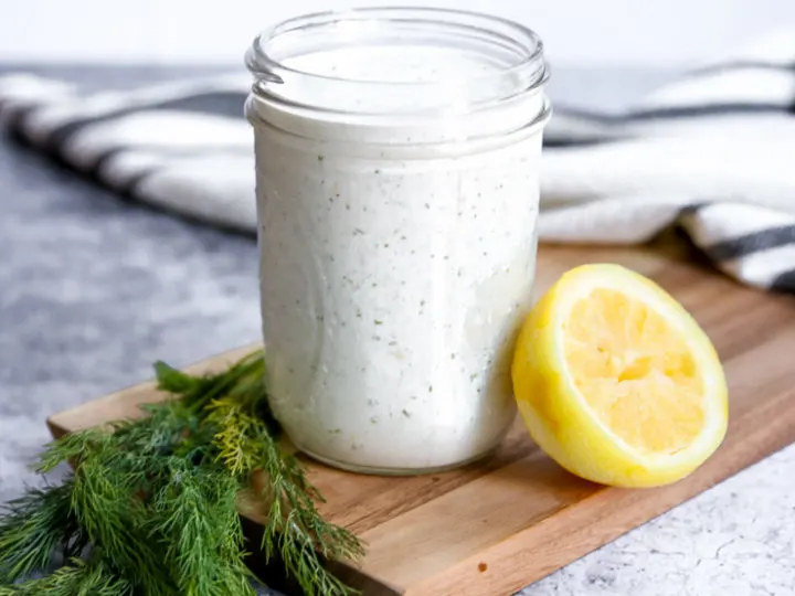 a jar of greek yogurt tzatziki