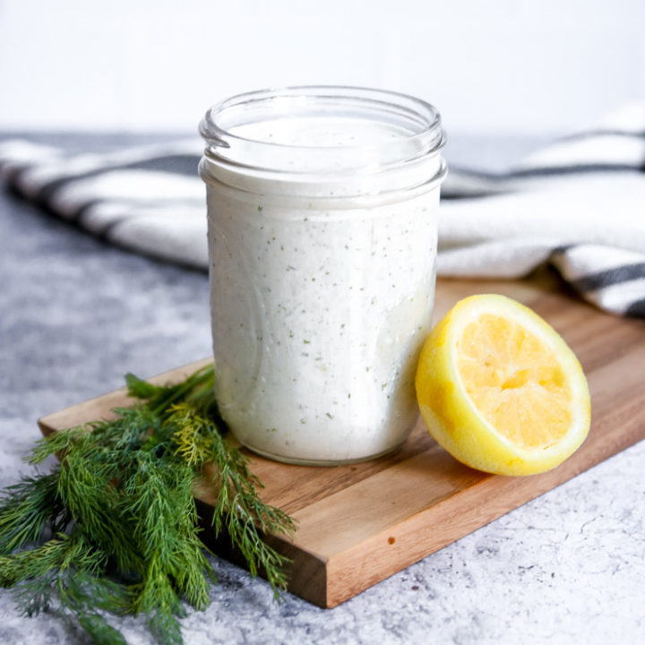 a jar of greek yogurt tzatziki