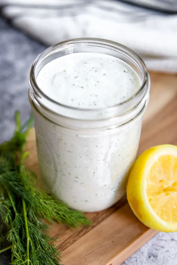 a close up of greek yogurt tzatziki