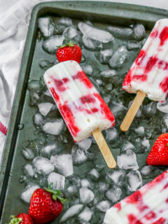 a closeup of a strawberry yogurt popsicle