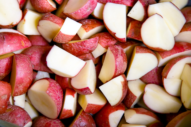 quartered red potatoes