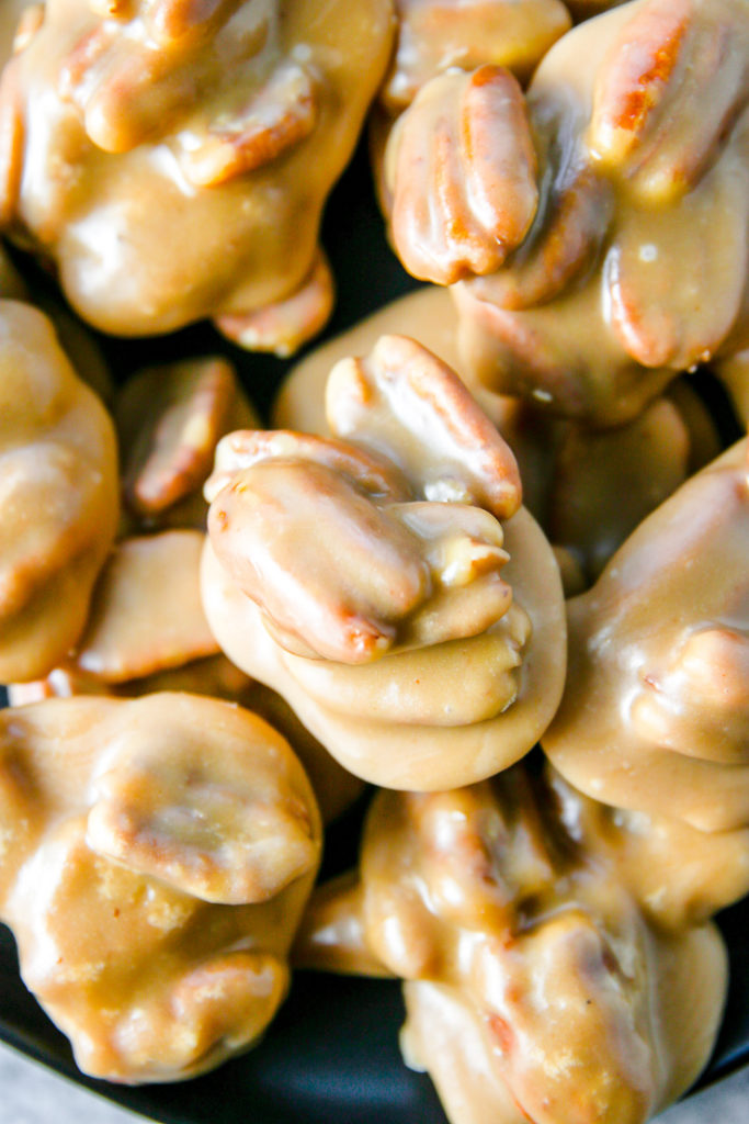 a close up of a pecan praline