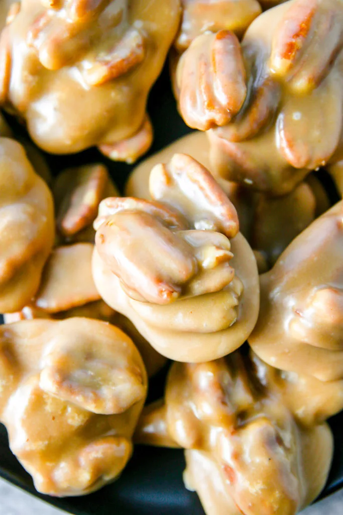 a close up of a pecan praline