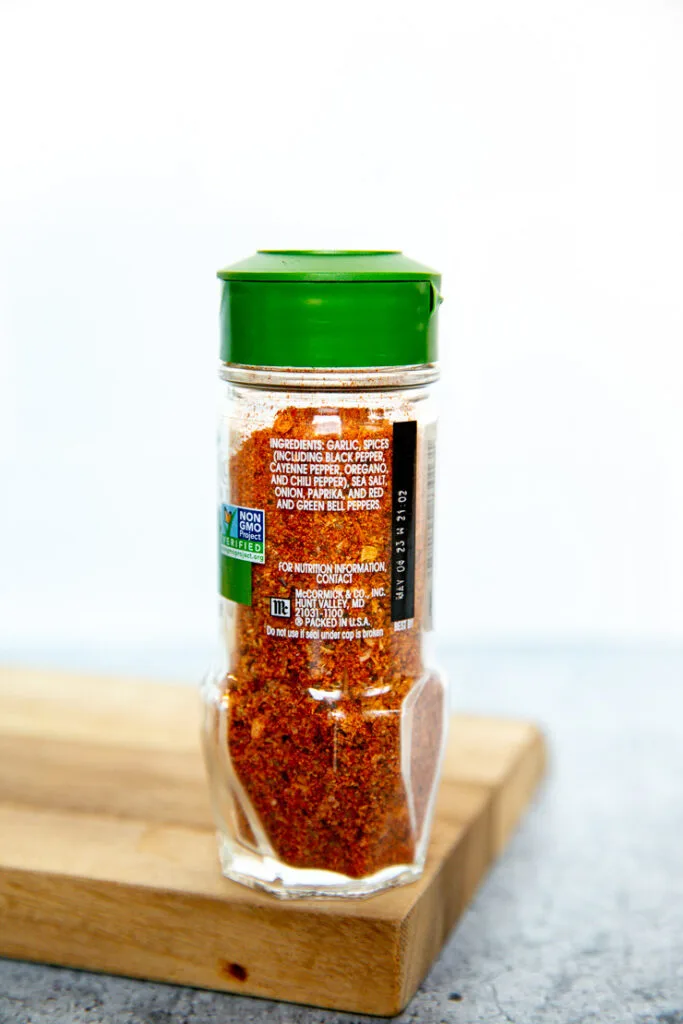 a closeup of a container of mccormick cajun seasoning's ingredients