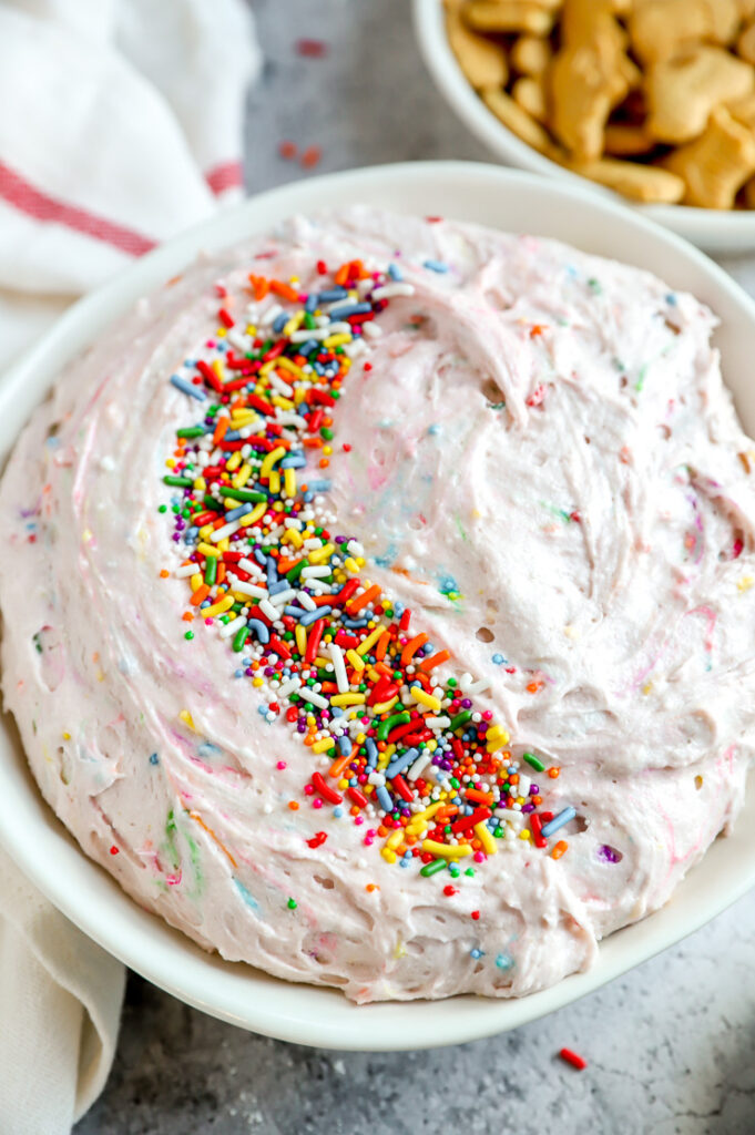 a close up of the sprinkles on the dunkaroo dip